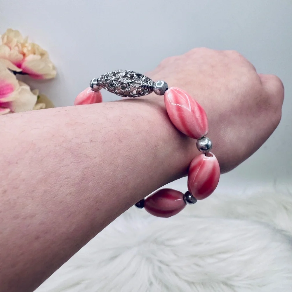Pink Pearl Glow Statement Bracelet
